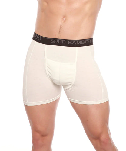 Men's Bamboo Viscose Boxer Briefs Underwear Cream Color - 3-pack